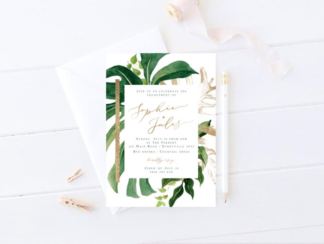 Tropical Engagement Invitation PRINTABLE Contemporary - Etsy