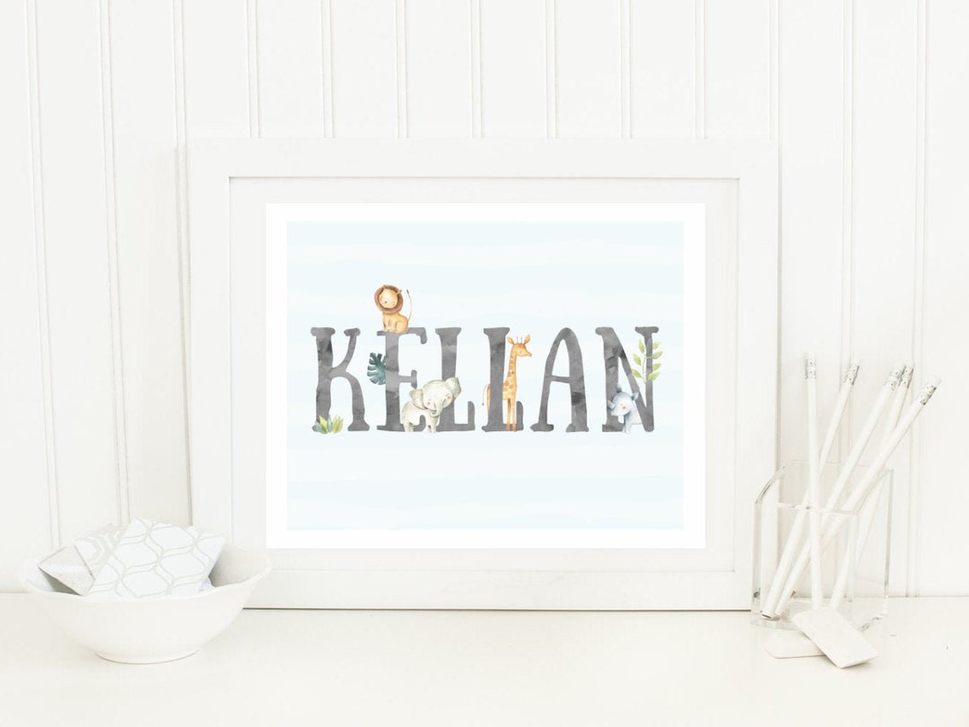 Jungle Themed Nursery Decor, PRINTABLE, Custom Newborn Baby Boy Name ...