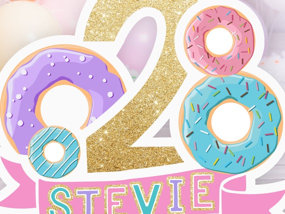 Sweet Donut 2nd Birthday Party Pack - Decorations, Balloon Garland Banner Tableware Cake Topper Cupcake Toppers Napkins Cups Plates Straws