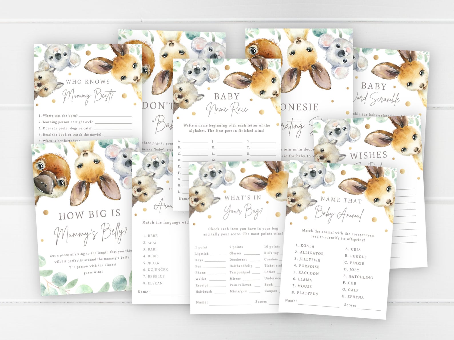 Australian Animal Themed Baby Shower INSTANT DOWNLOAD Native Aussie