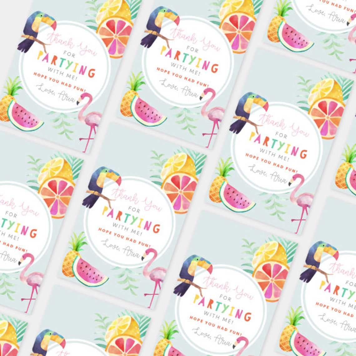 Printable Tropical Splash Thank You Tags