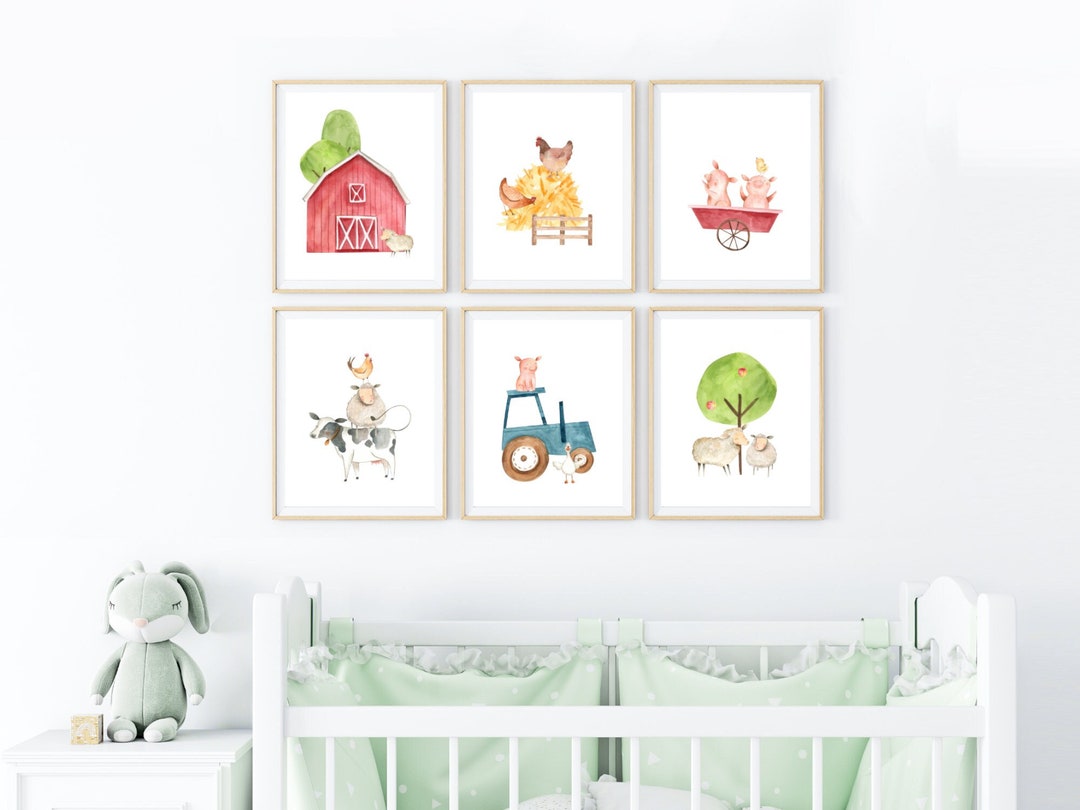 Farm Animals Nursery Art, PRINTABLE 8x10" Boy's Farmyard Barnyard Decor ...