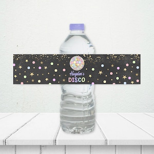 Disco Water Bottle Label, PRINTABLE, Girl's Music Dance Birthday Theme ...