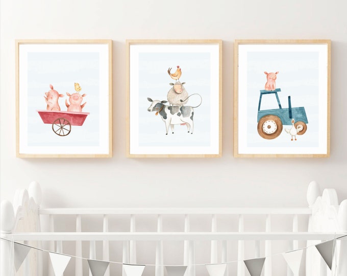 Farm Animals Nursery Art PRINTABLE 8x10 Boy's - Etsy