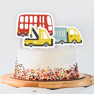 Transport Cake Toppers, INSTANT DIGITAL DOWNLOAD, Printable Vehicles Theme Boy's Birthday Decor Transportation Truck Cupcake Cut Outs, TR2
