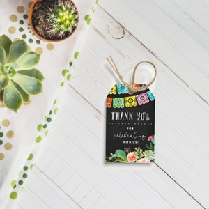 Mexican Fiesta Thank You Tag, INSTANT DOWNLOAD, Engagement Birthday Baby Shower Fiesta Theme, Printable Party Gift Lolly Favor Bag Tag, MF1
