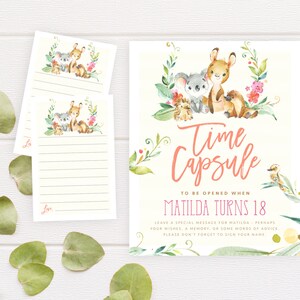 Capsule temporelle animaux australiens, imprimable, cartes à messages assorties, premier anniversaire d'Australie indigène, souvenir sur le thème kangourou koala, NA1