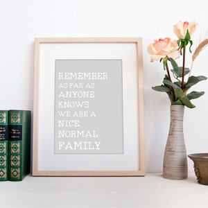 Funny family print, INSTANT DOWNLOAD, as far as anyone knows we are a nice normal family Mother's Day gift quote study office wall art decor