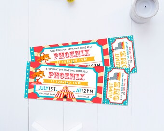 Circus Invitation, DIGITAL DOWNLOAD, Printable Admission Ticket Style Carnival Invite, First 1st 2nd 3rd 4th Boy's Birthday Circus Party