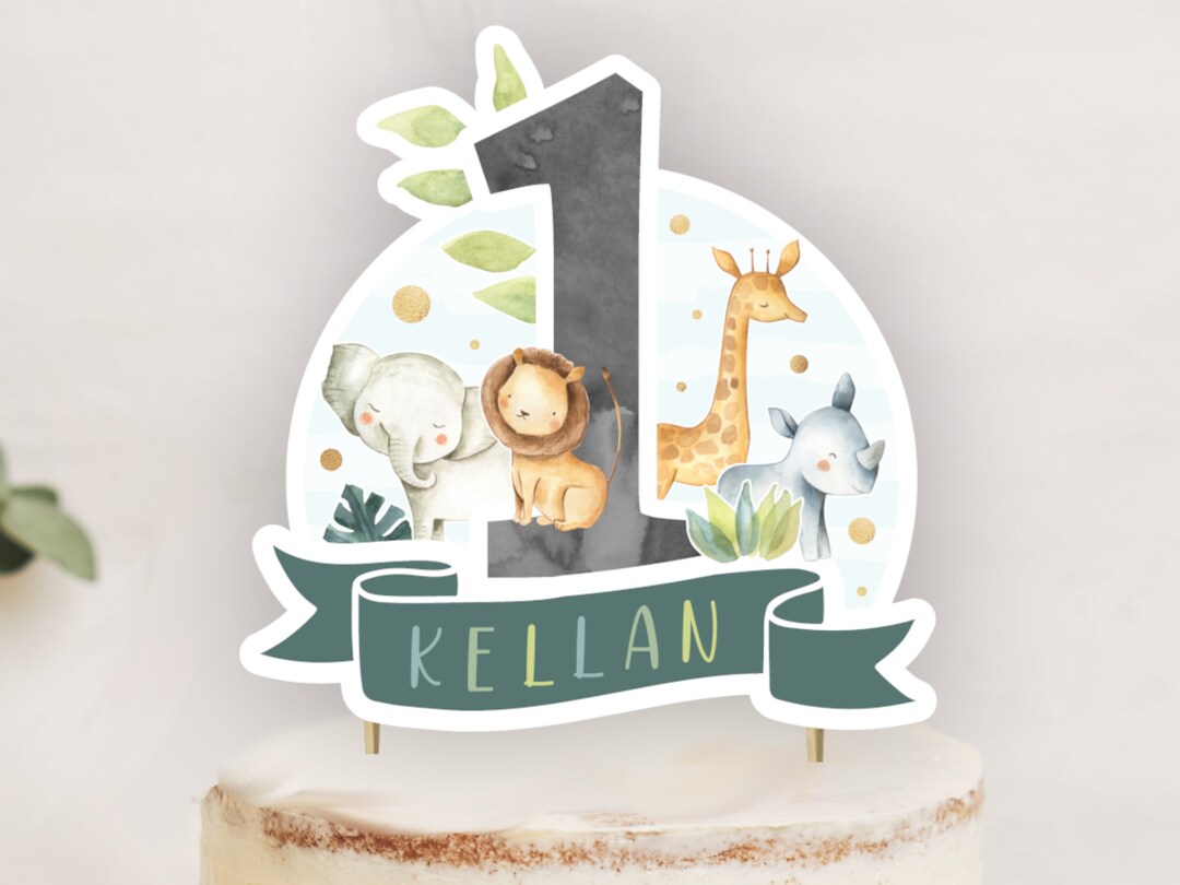 Jungle Cake Topper, DIGITAL FILE, Personalised Boy's 1st Birthday, Wild ...
