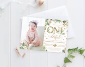One-derful First Birthday Floral Invite, PRINTABLE, Isn't She Lovely, Girl's Boho 1st Party, Flower Theme Digital File Photo Invitation WF3