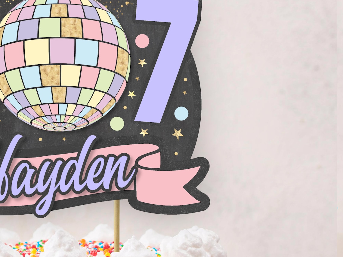 Disco Cake Topper DIGITAL FILE Personalised Girl's - Etsy