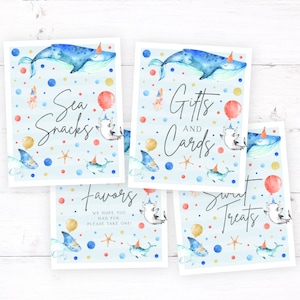 Under The Sea Party Signs, PRINTABLE, Instant Download 8x10&quot; Birthday Signage, Gifts Favours Snacks, Digital Ocean Animal Decoration, OA2