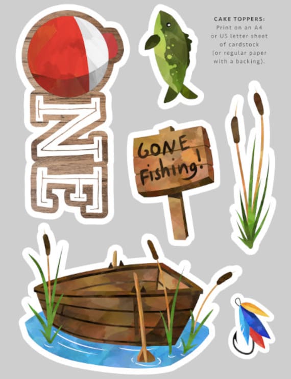 Fishing Cake Toppers, INSTANT DIGITAL DOWNLOAD, Printable O-fish