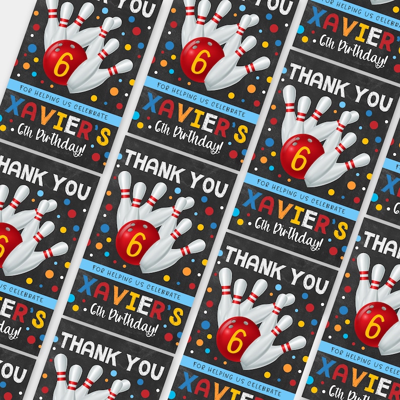 Bowling Party Thank You Tag PRINTABLE Boy's Tenpin - Etsy