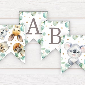 Australian Animals Bunting INSTANT DOWNLOAD Printable Pennant Banner Native Animal 1st Birthday Party Theme Koala Decoration Flags NA2 KO1