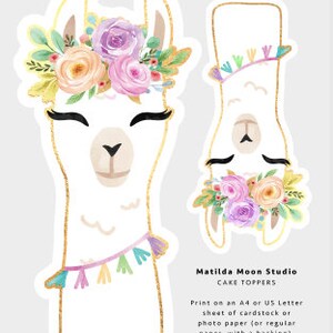 Llama Head Cake Topper, INSTANT DIGITAL DOWNLOAD, Printable Girl's ...