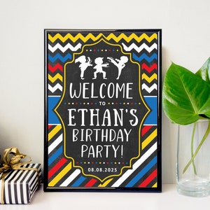Martial Arts Party Theme Decor, PRINTABLE, Taekwondo Karate Ninja Birthday Welcome Sign Printable, Digital File Sign Decoration, MA1