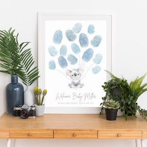 Koala Fingerprint Tree, PRINTABLE Personalised Balloon Fingerprint Decor, Australian Animal Themed Baby Shower 1st Birthday Keepsake NA2 KO1