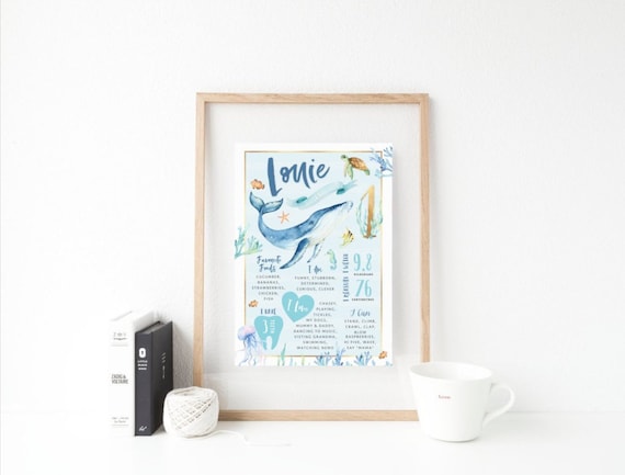 Printable Submarine Sea Animals Themed 1st First Birthday UTS2 Under The Sea Milestone Board Ocean Party Decoration DIGITAL DOWNLOAD