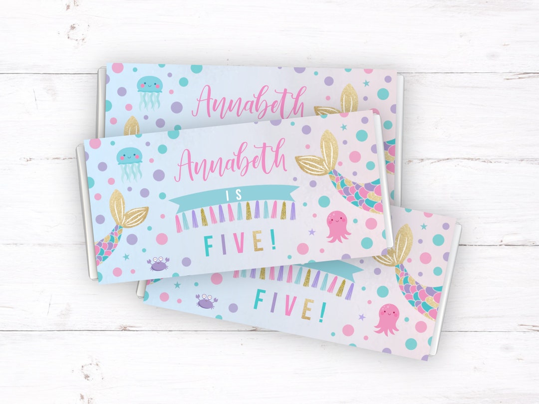 Mermaid Chocolate Wrapper, PRINTABLE, Girl's Under the Sea Party Theme ...