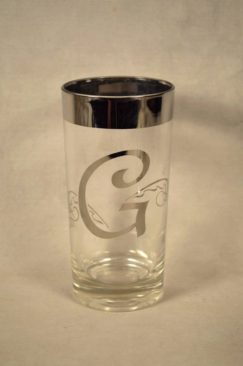 Monogram Glasses Glass G Letter Initial Silver Rimmed Etsy