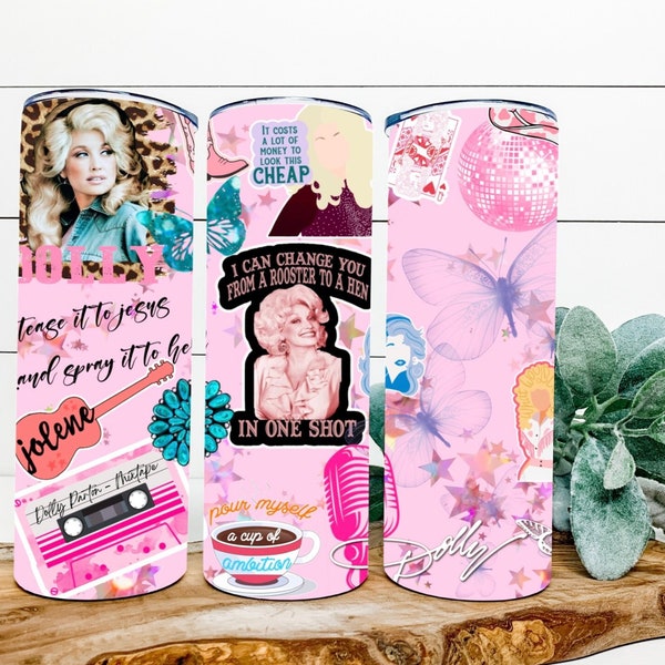 DOLLY | Sublimation Design | 20oz Skinny Tumbler | Digital Print | Lyrics | Country Music | Jolene | Butterfly | Quotes | Dolly Parton