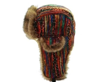 Unique Colorful Super Warm Winter Hat Trapper, Aviator Earflaps