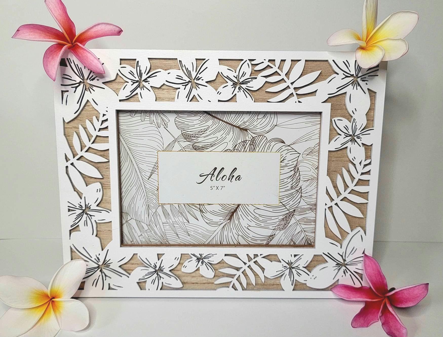 Aloha Plumeria Flower Picture Frame 5×7