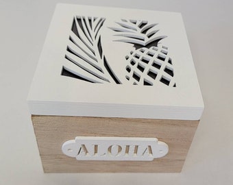 Caja de madera con forma de piña, 4 x 4 x 3 pulgadas, caja para joyas, envío gratuito
