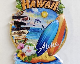 Magnete Frigo E Apribottiglie Hawaii USA, Souvenir Di Viaggio, Lunghezza 12 Cm, In Resina E Metallo, Decorazione Casa