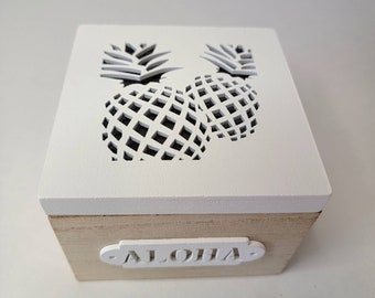 Caja de madera con forma de piña, 4 x 4 x 3 pulgadas, caja para joyas, envío gratuito