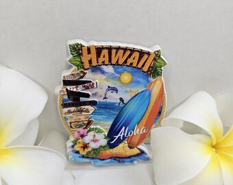 Magnete Frigo E Apribottiglie Hawaii USA, Souvenir Di Viaggio, Lunghezza 12 Cm, In Resina E Metallo, Decorazione Casa