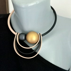 Rubber Statement Necklace. Extraordinary Choker Collar. Unusual Asymmetric Jewelry. Contemporary Neck Ruff