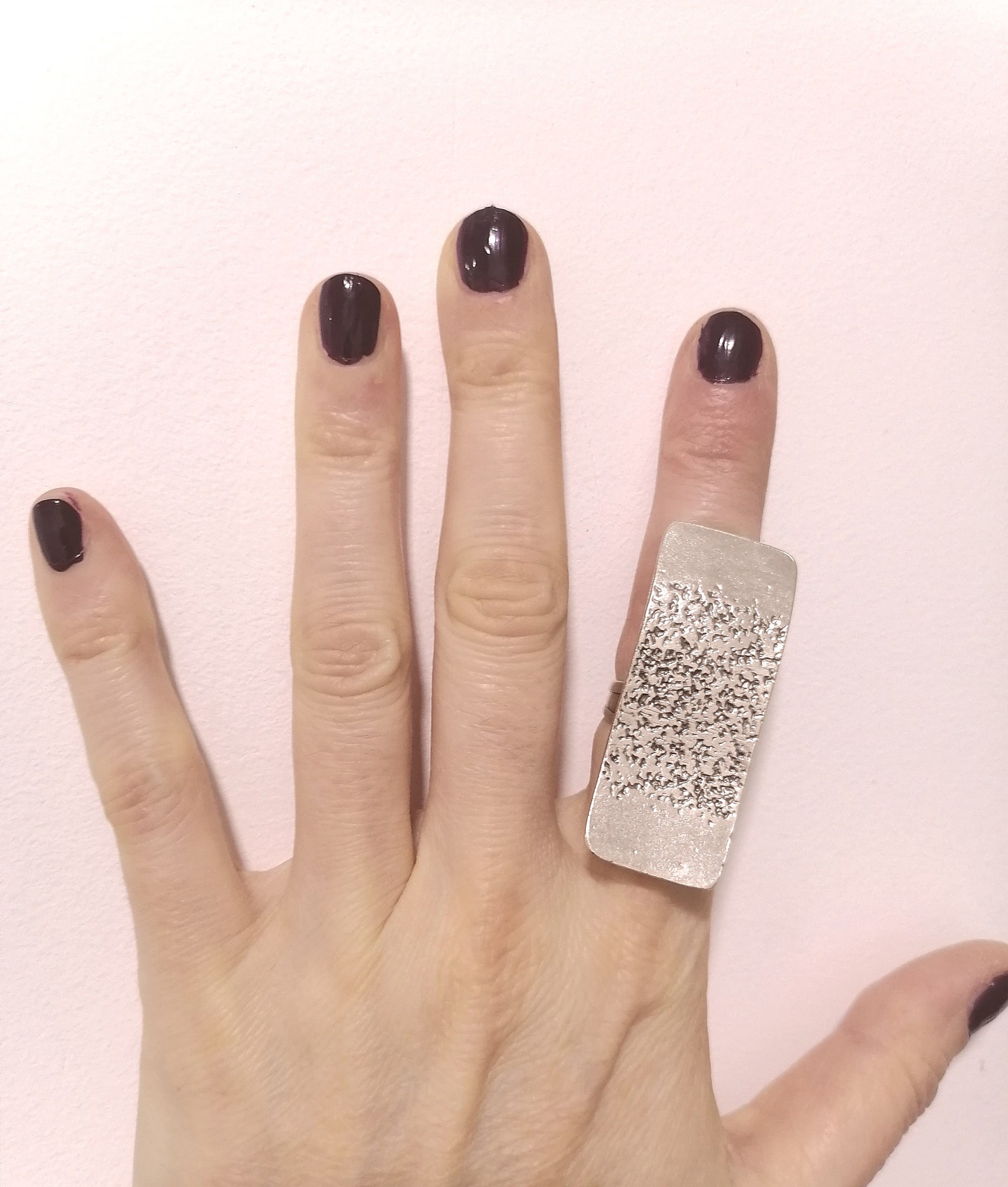 Large Statement Full Finger Rings. Oversize Long Hammered Etsy