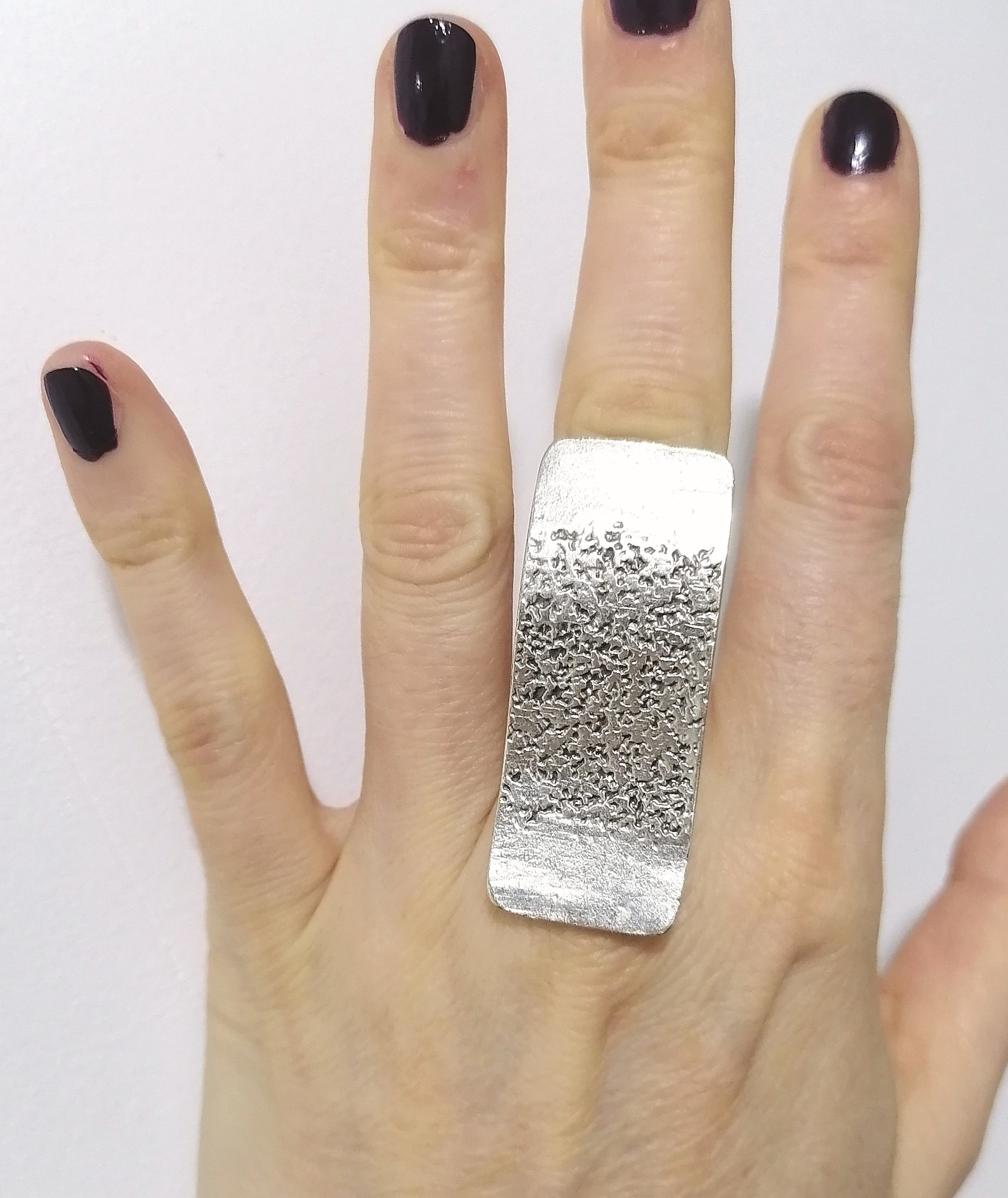 Large Statement Full Finger Rings. Oversize Long Hammered Etsy