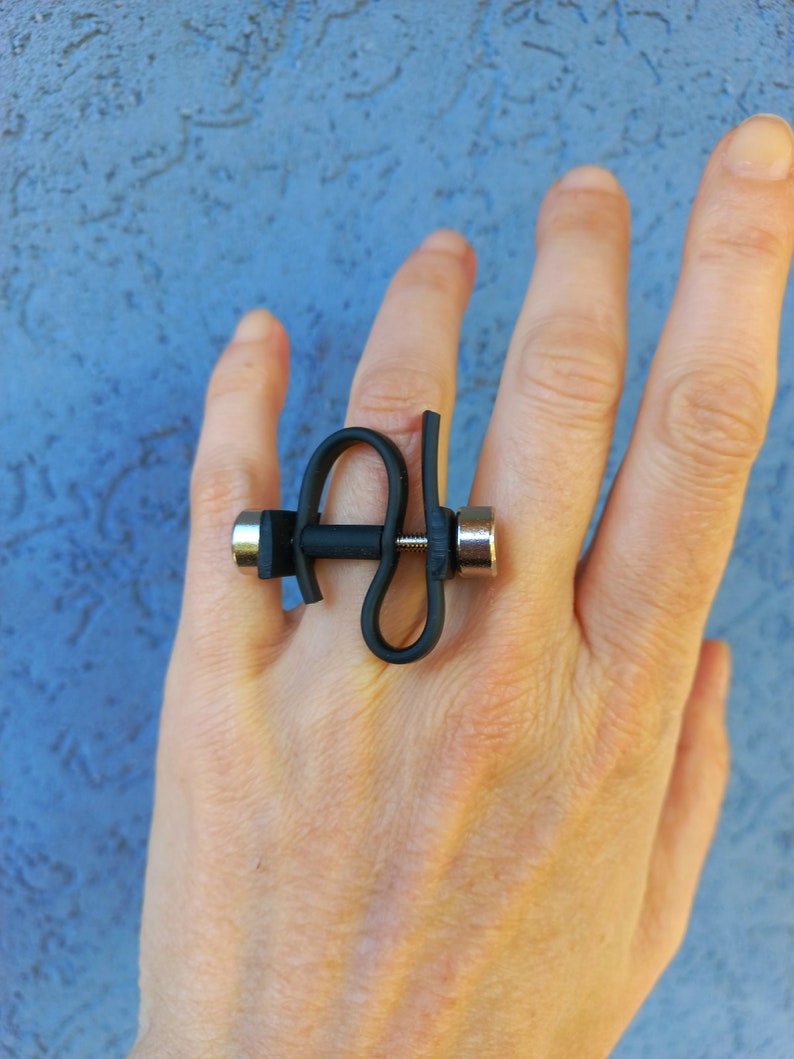 Black Statement Ring Unusual Design Ring Avant-garde Fashion Jewelry ...