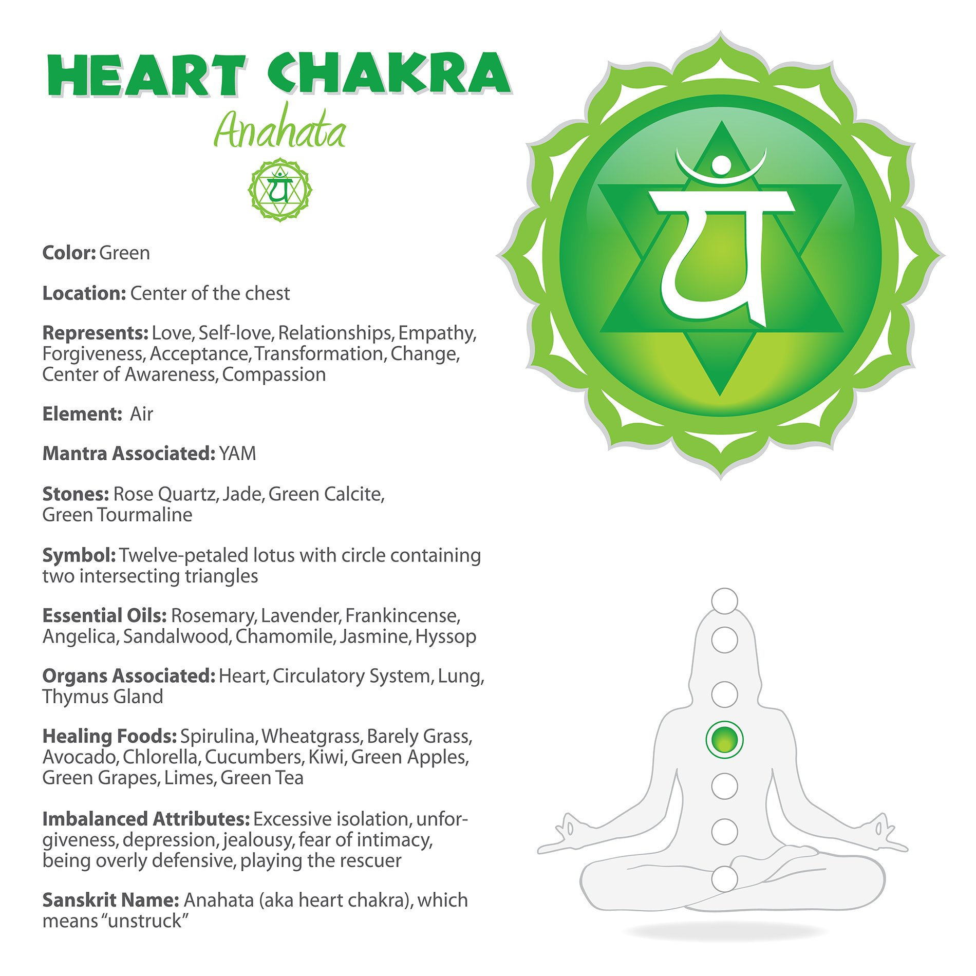 Vector fourth heart Anahata chakra sanskrit seed mantra Yam