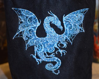 Dice Bag Fancy Dragon Embroidered suede