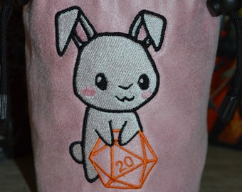 Drawstring Dice Bag Bunnies and Flowers