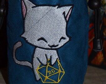 Dice Bag Tiger Embroidered Dark Brown Suede