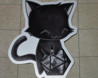Pegatina de vinilo para juegos Black Cat D&D D20