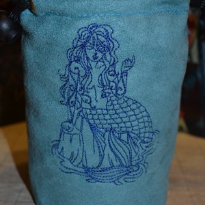 Dice Bag Mermaid Embroidered suede image 1