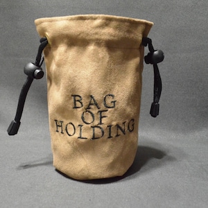 Embroidered Suede Dice Bag: Bag of Holding for Tabletop Gaming