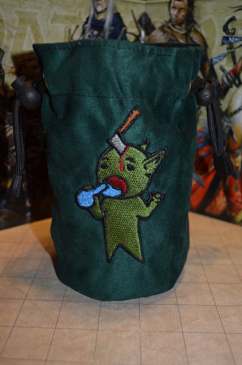 Dice Bag Goblins Ready Set Destroy Potion Embroidered Suede image 1