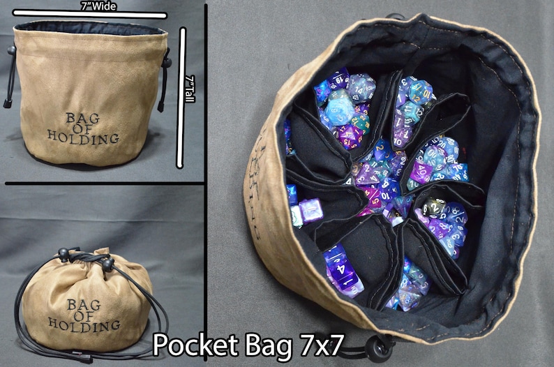 Bolsa de dados hecha a mano con bordado de zorro y ante verde. Accesorio para D&D D20 TTRPG. imagen 5