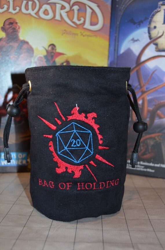 Dice Bag custom Embroidery Suede D20 Bag of holding Etsy