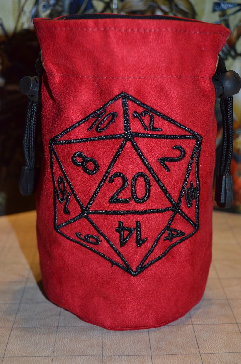 Dice Bag D20 Embroidery Suede Dungeons and Dragons Etsy