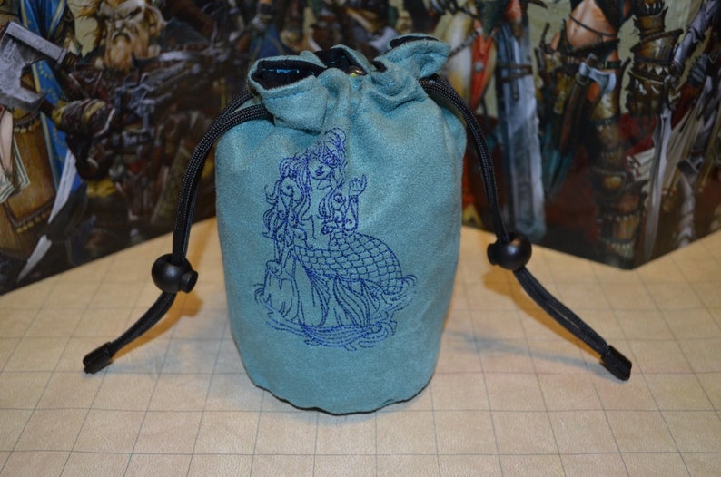 Dice Bag Mermaid Embroidered suede image 2