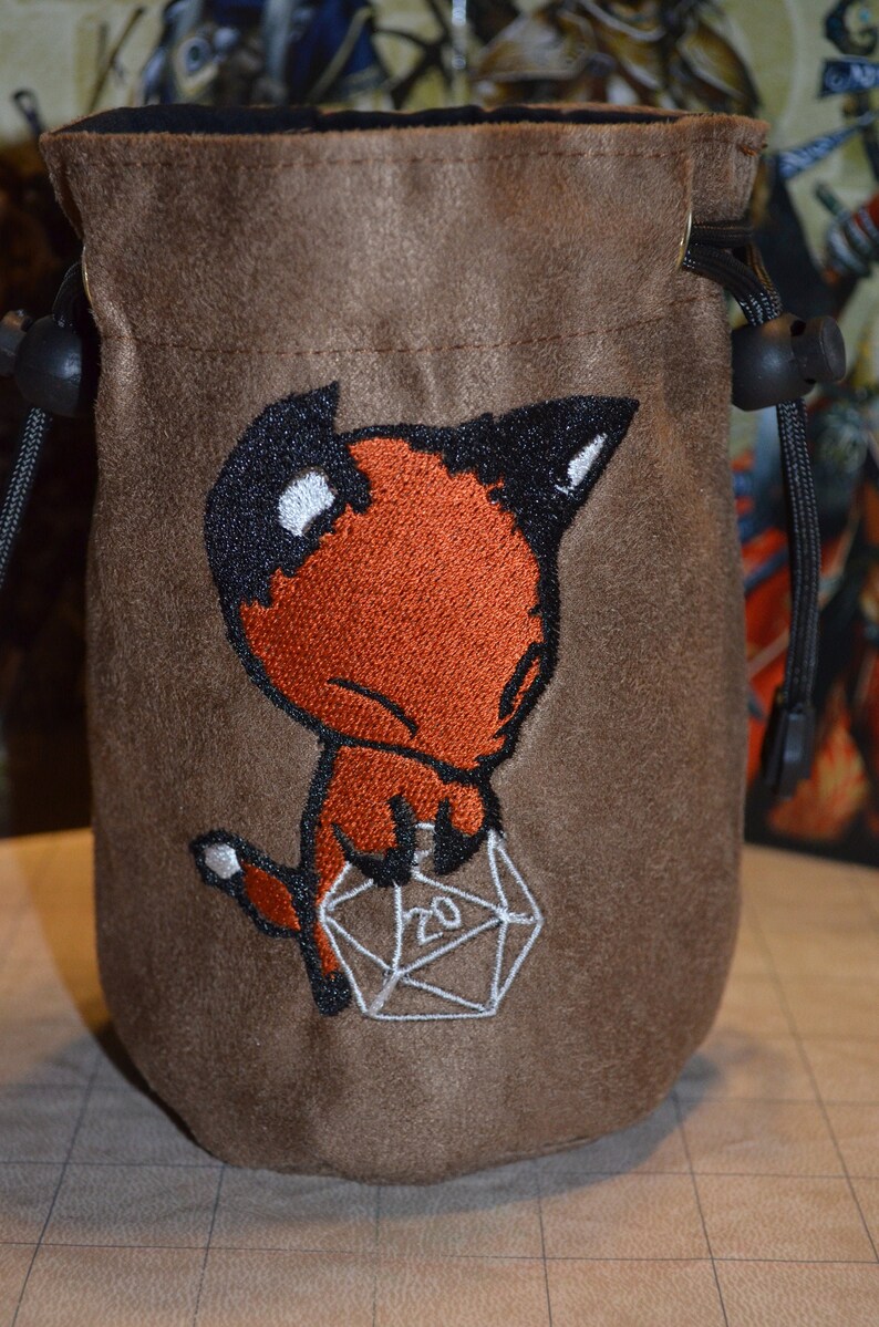 Dice Bag Fox Rolling D20 Embroidery Suede Etsy